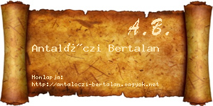 Antalóczi Bertalan névjegykártya
